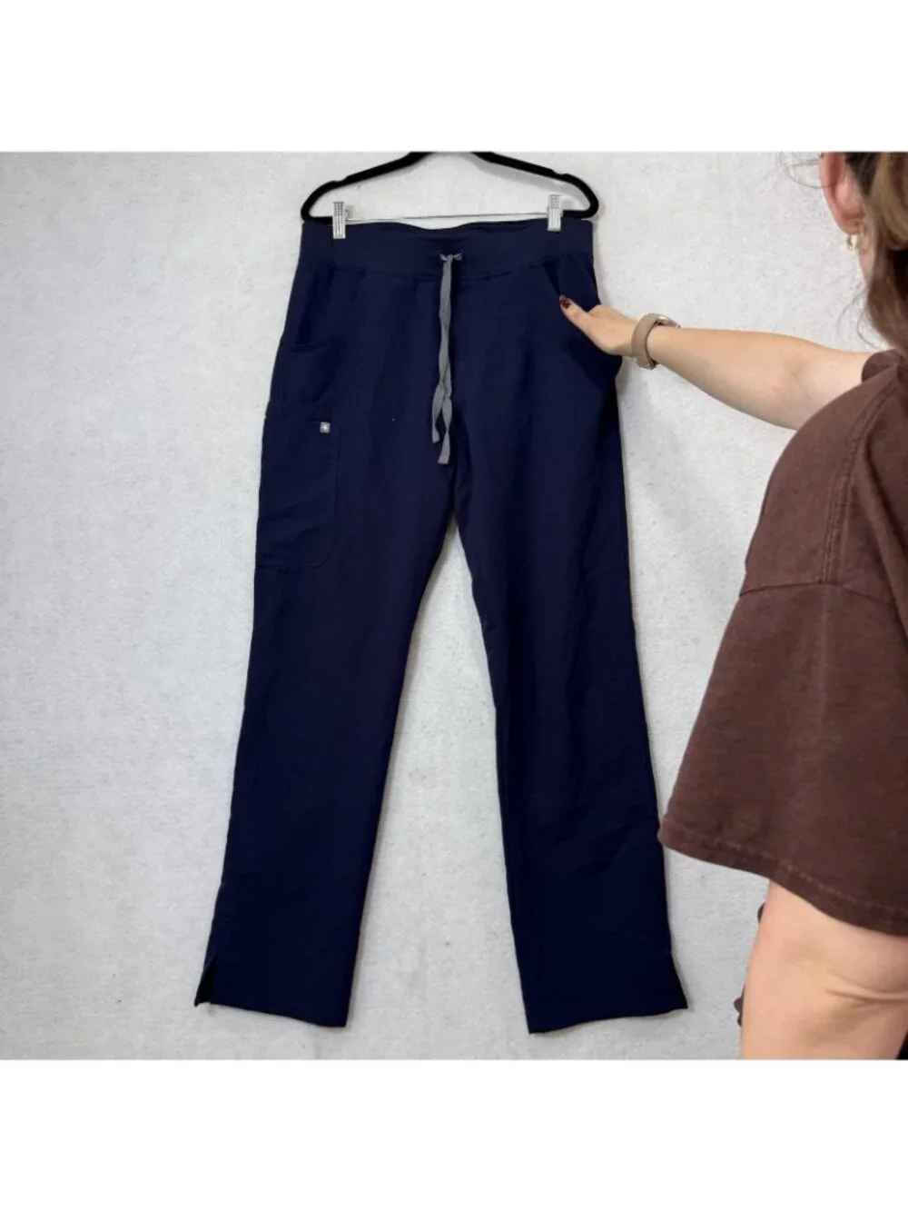 FIGS Scrub Pants Mens Medium Tall Blue Technical Collection Cargo Drawstring
